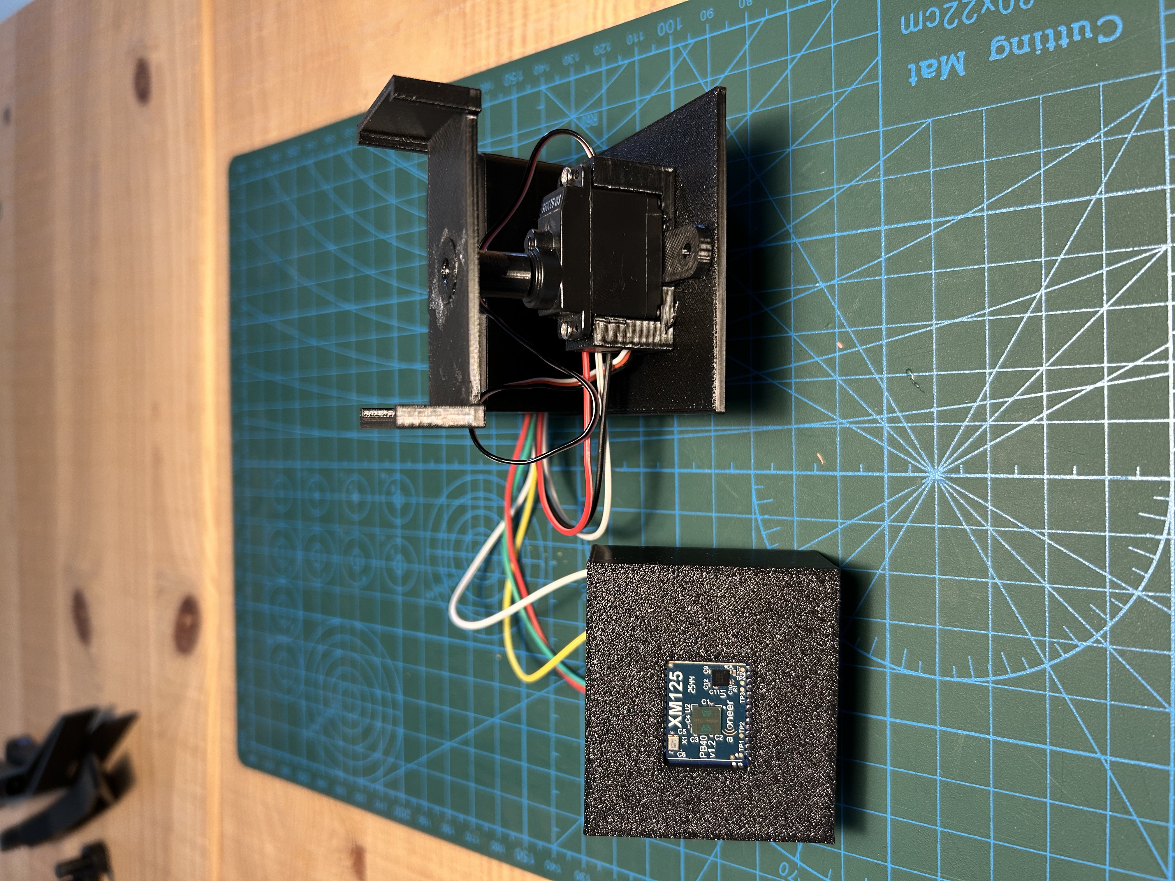Radar enclosure and Servo connectors mounted on platform.