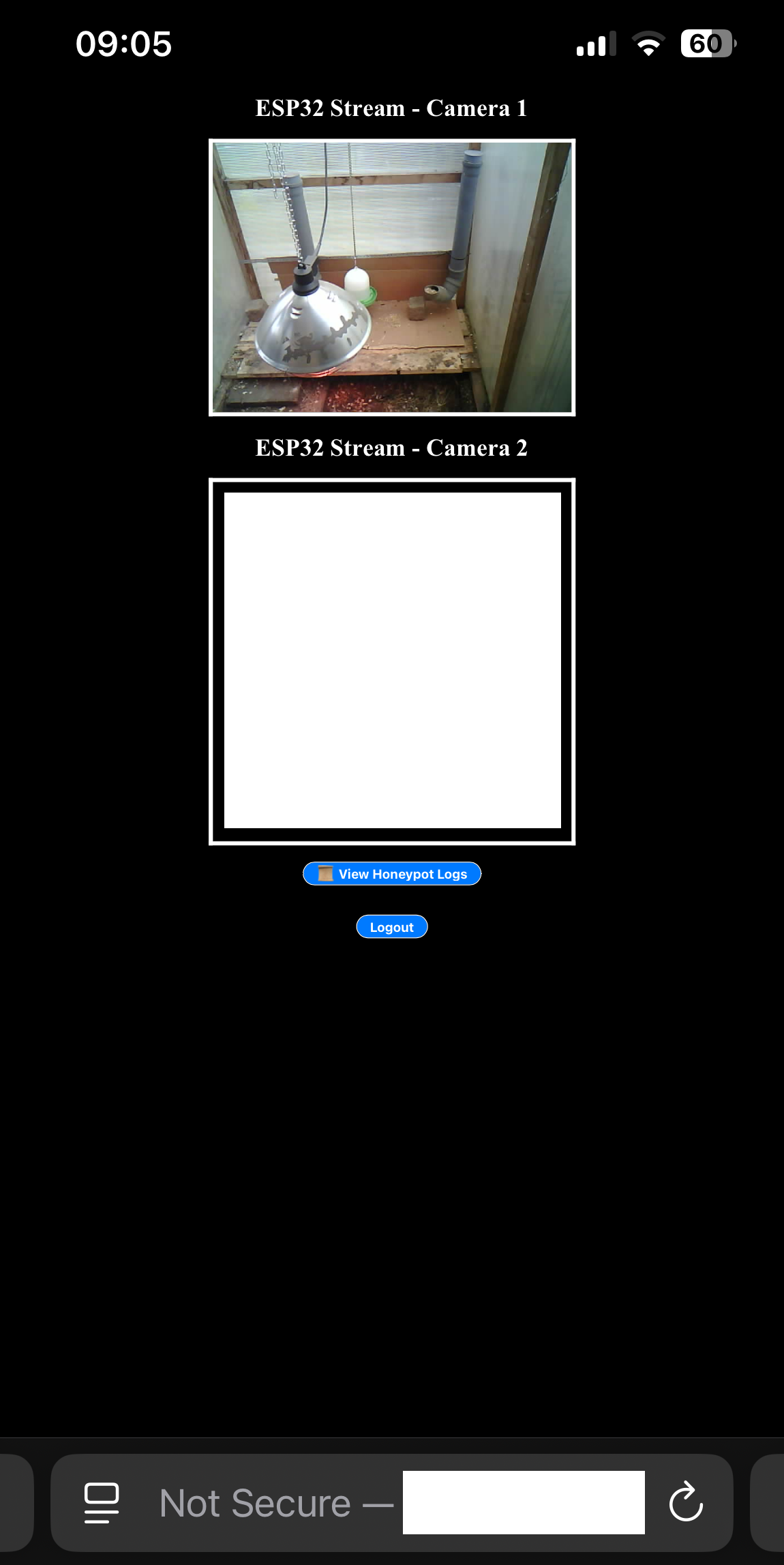 Simple Homepage with camera stream