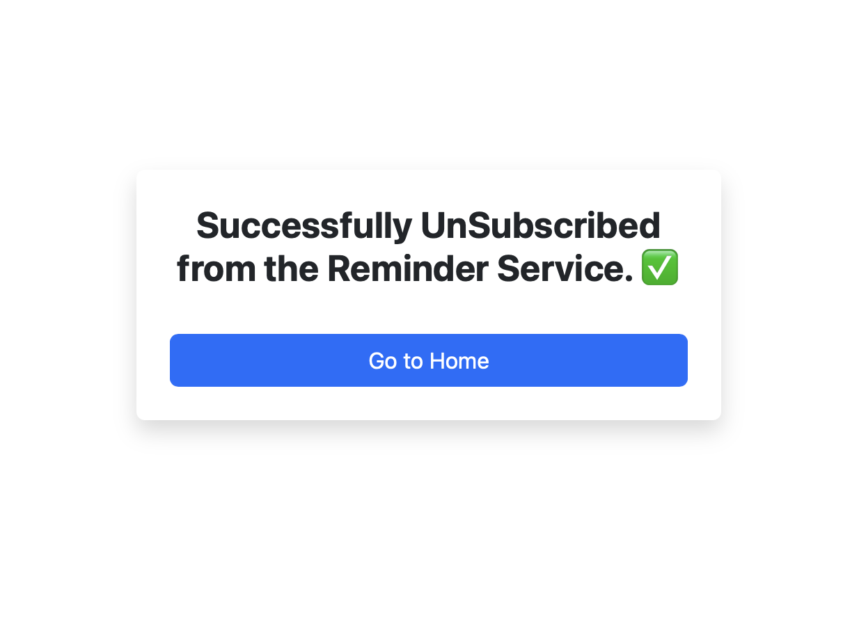 Successfully unsubscribed to service